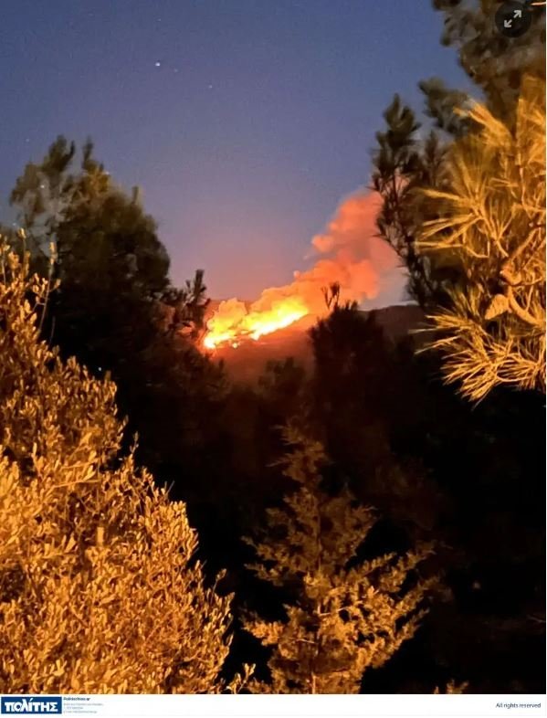 Φωτιά στη Χίο: Καίγεται δασική έκταση στο χωριό Διευχά [εικόνες, βίντεο]