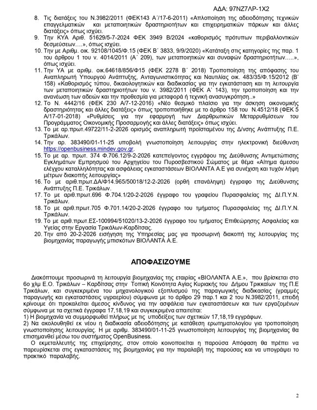 ΒΙΟΛΑΝΤΑ ΑΠΟΦΑΣΗ ΠΕΡΙΦΕΡΕΙΑΣ ΘΕΣΣΑΛΙΑΣ 2