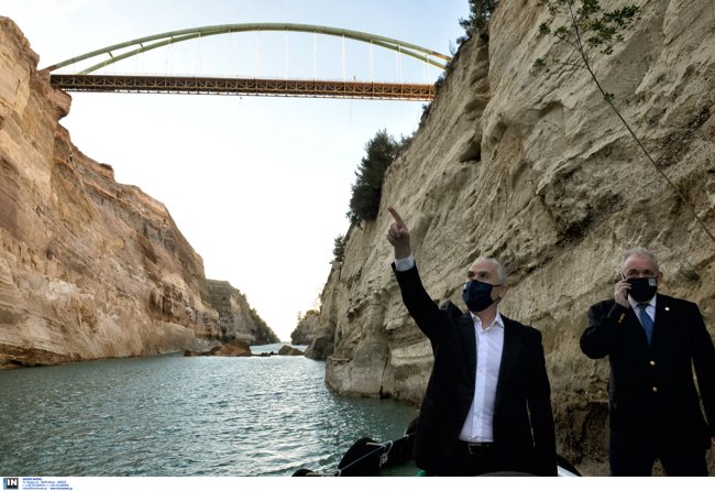 Ισθμός της Κορίνθου: Αυτοψία Λέκκα και Ταγαρά στη Διώρυγα - Επείγει η περίφραξη [Εικόνες]