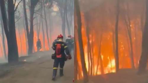 Συγκλονιστικό βίντεο από το Πόρτο Γερμενό: Πυροσβέστες επιχειρούν περικυκλωμένοι από τη φωτιά