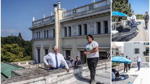 Ο Κωνσταντίνος Τασούλας ανέβηκε στη στέγη του Προεδρικού Μεγάρου για να επιβλέψει τις εργασίες συντήρησης [εικόνες]