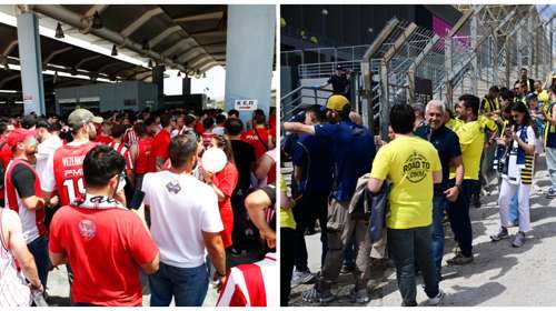 Στον ρυθμό του Final 4 η Αθήνα: Εφυγε το "κόκκινο καραβάνι" από το Φάληρο - Με καπνογόνα οι οπαδοί της Φενέρ