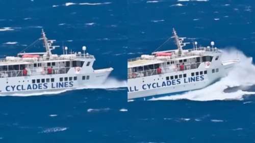 Κυκλάδες: Εντυπωσιακές εικόνες από τη "μάχη" του Σκοπελίτη με τα κύματα στο Αιγαίο [βίντεο]