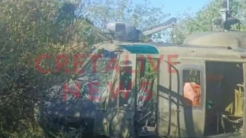 "Έκατσε πάνω σε ελιά": Αναγκαστική προσγείωση ελικοπτέρου τις Πολεμικής Αεροπορίας στην Κρήτη [εικόνες]