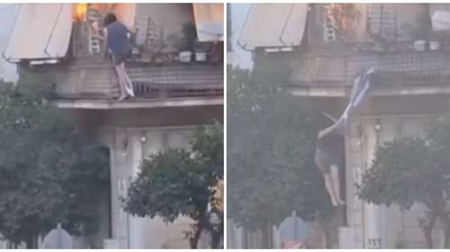 "Πήδα γιαγιά θα σε πιάσω": Η δραματική στιγμή που ηλικιωμένη πέφτει από μπαλκόνι για να σωθεί από τη φωτιά στην Καλλιθέα
