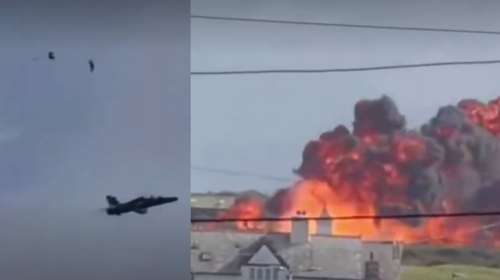Ουαλία: Βίντεο-ντοκουμέντο - Η στιγμή που πιλότοι της RAF εκτοξεύονται από αεροσκάφος λίγο πριν τυλιχθεί στις φλόγες