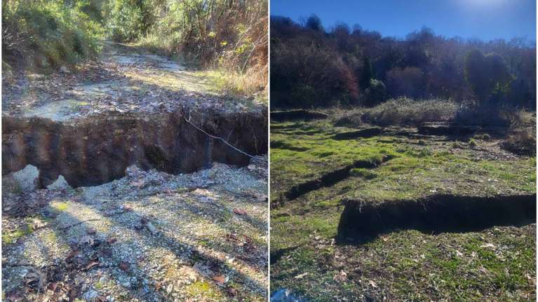 Ιωάννινα: Εκτεταμένη καθίζηση εδάφους στο χωριό Μικροσπηλιά Τζουμέρκων [εικόνες]